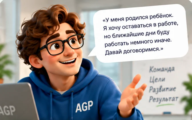 Кирилл говорит: «У меня родился ребёнок. Я хочу оставаться в работе, но ближайшие дни буду работать немного иначе»